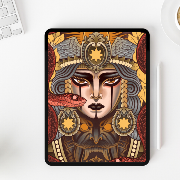 Close up of Costa Rica art print, on an Ipad