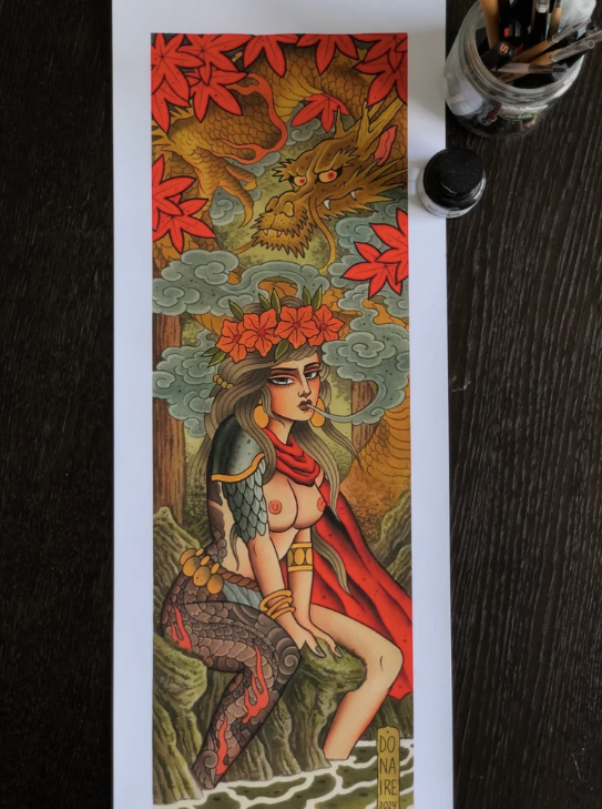 Girl & Dragon print