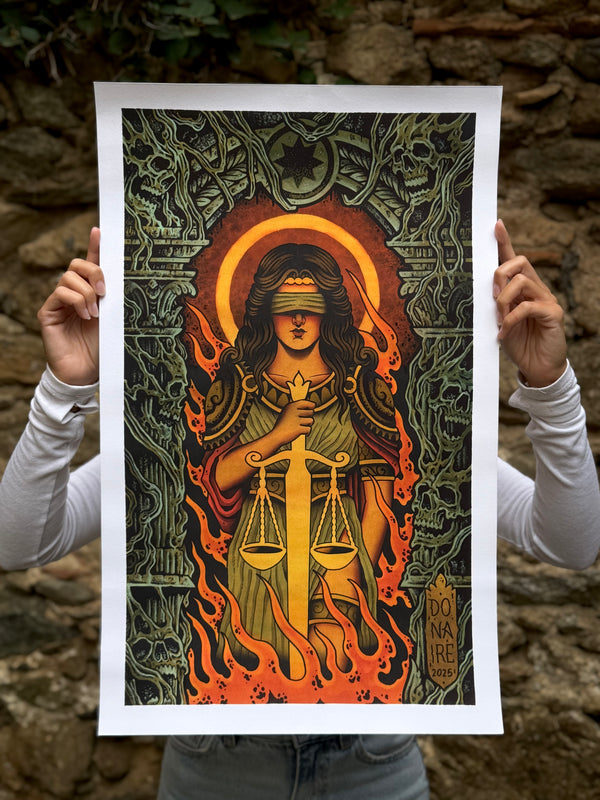 Someone holding the print to show the real size